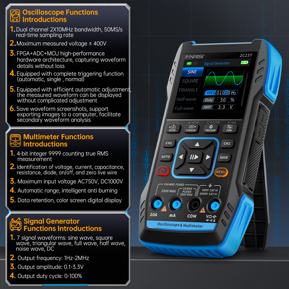 2C23T – cyfrowy oscyloskop 3 w – Fnirsi Digital Oscilloscope Handheld recenzja i cena